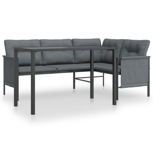 Градински трапезен комплект от 2 части, антрацит, стомана