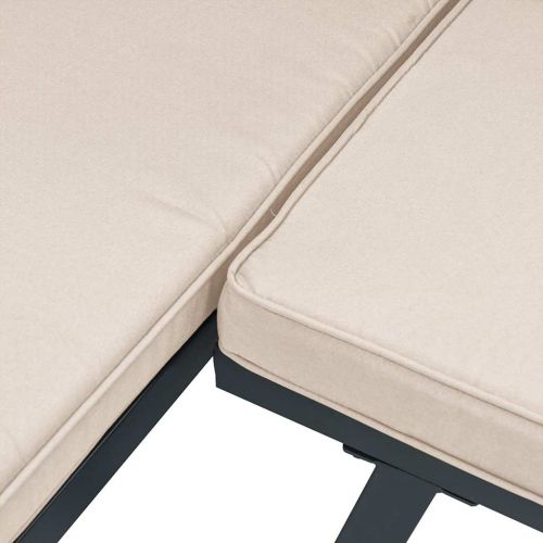 Градински пейки с възглавници 4 бр черен прахово боядисан метал