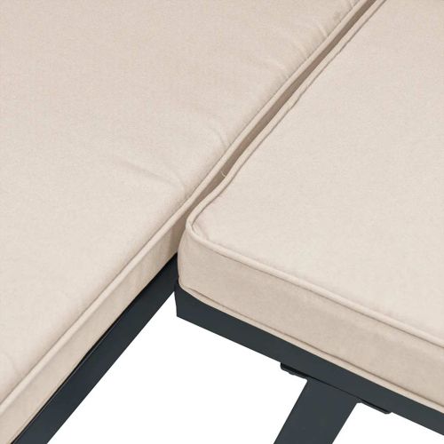 Комплект градински диван от 7 части с възглавници черен стомана