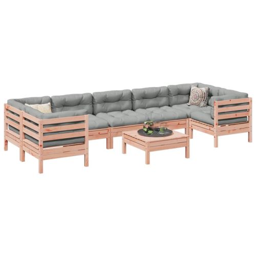 Градински комплект с възглавници, 8 части, дугласка ела масив