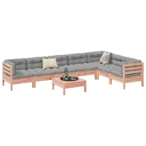 Градински комплект с възглавници, 8 части, дугласка ела масив