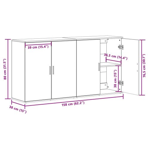Служебен шкаф 2 pcs Старо дърво 79 x 38 x 80 см Инженерно дърво