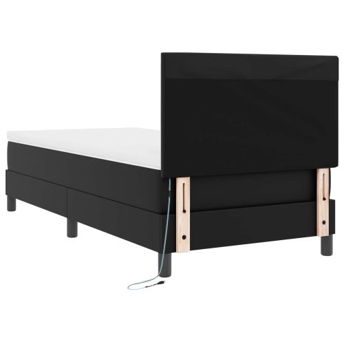 Легло с пружинирана основа Черно 100 x 200 cm Изкуствена