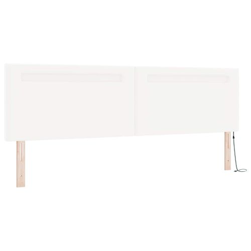 Легло с пружинирана основа с LED Бяло 200 x 200 cm Изкуствена