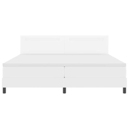 Легло с пружинирана основа с LED Бяло 200 x 200 cm Изкуствена