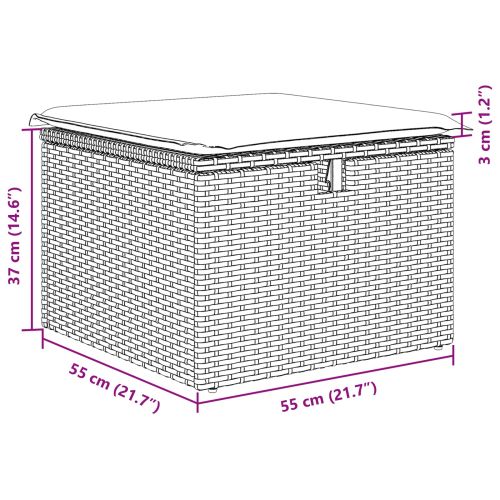 Комплект дивани с възглавница със съхранение Черно полиратан