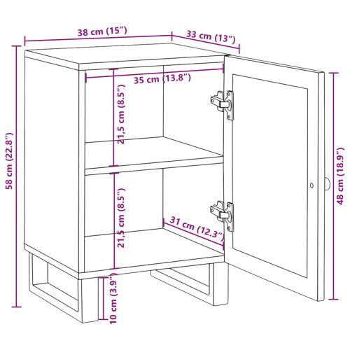 Шкаф за баня Кафяво 38 x 33 x 58 см Солидно мангово дърво
