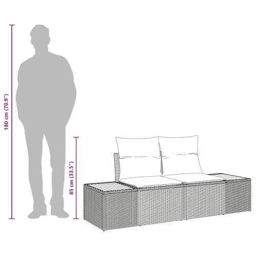 Градински диван Сив 184 x 62 x 85см полиратан