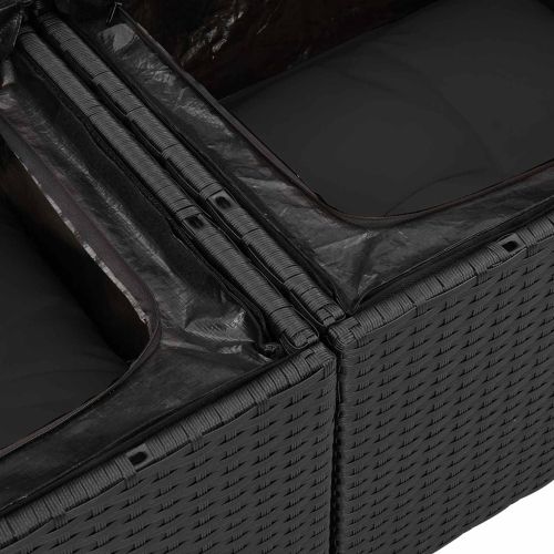 Градински Софа Комплект с възглавница 7 pcs Черно Полиратан