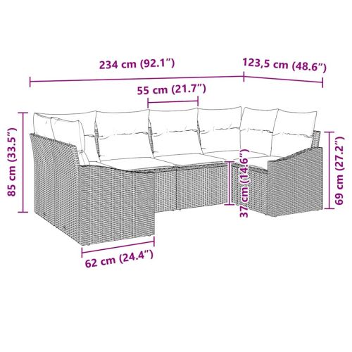 Градински Софа Комплект със съхранение 6 pcs Черно полиратан