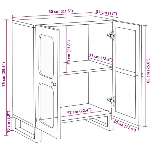 Служебен шкаф Кафяво 60 x 33 x 75 cm Солидно мангово дърво
