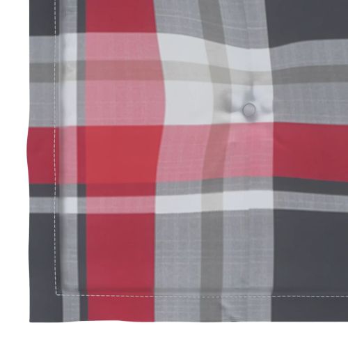 Градински столове, 8 бр, възглавници на червено каре, тик масив