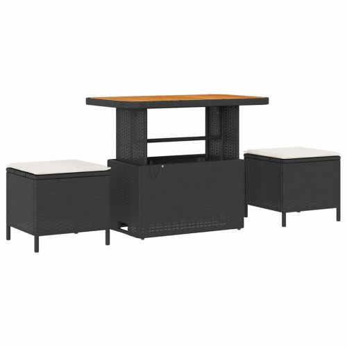 Градински Софа Комплект с възглавница 9 pcs Черно и кремаво