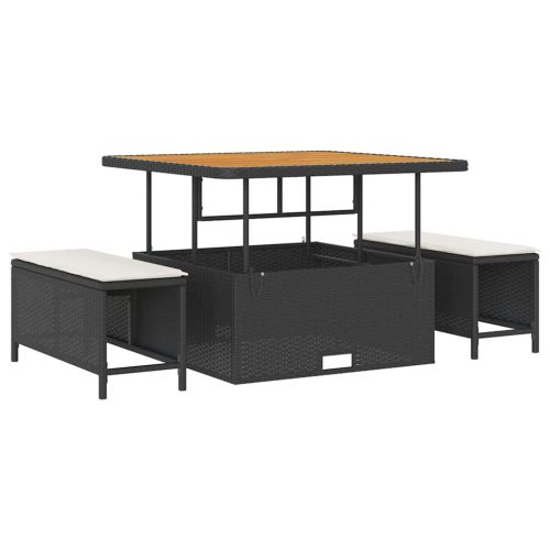 Градински Софа Комплект 17 pcs Черен и кремав полиратан
