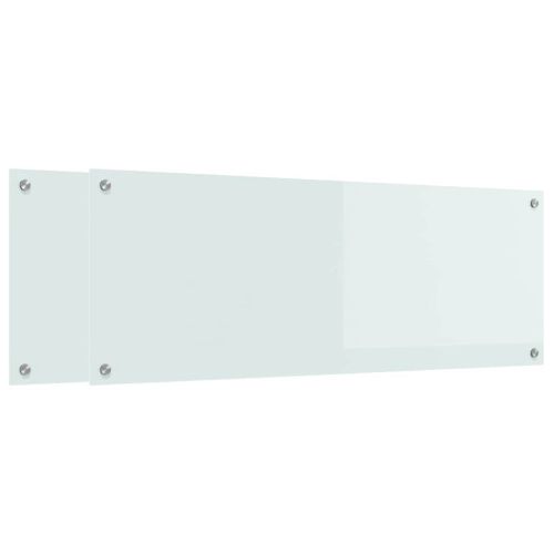 Кухненски гръб 2 pcs Бяло 110 x 40 cm закалено стъкло