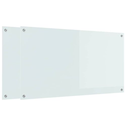 Кухненски гръб 2 pcs Бяло 110 x 60 cm закалено стъкло