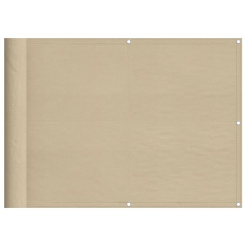 Балконски параван бежов 75x1000 см 100% полиестер оксфорд