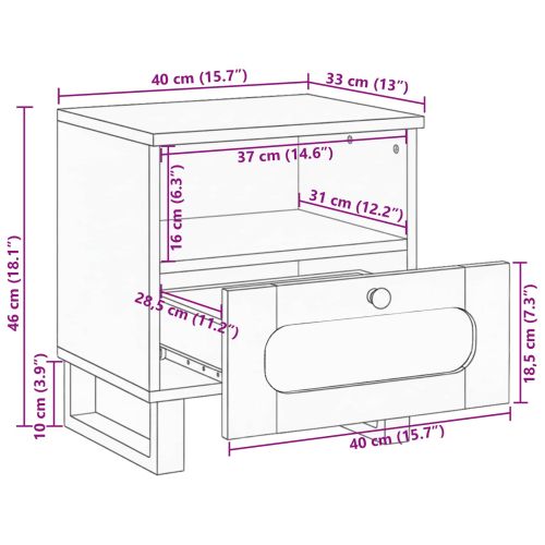 Нощен шкаф Естествен 40 x 33 x 46 см Солидно мангово дърво