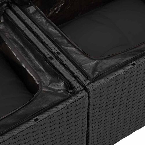 Градински Софа Комплект 5 pcs Черно Полипропилен Ратан