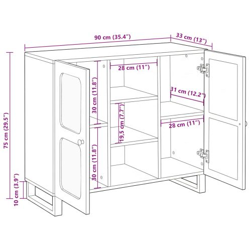 Висок шкаф с врата Кафяво 90 x 33 x 75 см Солидно мангово дърво