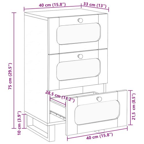 Служебен шкаф Кафяво 40 x 33 x 75 см Солидно мангово дърво