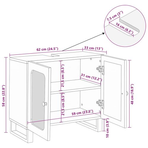 Шкаф за мивка в баня с рафт с врата Кафяво 62 x 33 x 58 см