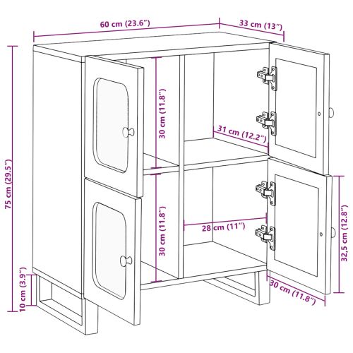 Служебен шкаф Кафяво 60 x 33 x 75 cm Солидно мангово дърво