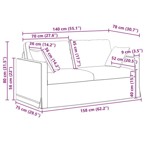 Диван 2 pcs Светлосиво 158 x 78 x 80 см Кадифе