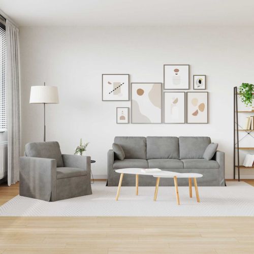 Диван 2 pcs Светлосиво 198 x 78 x 80 см Кадифе