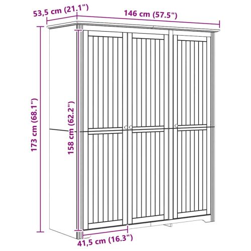 Гардероб BODO Меден кафяв 146 x 53,5 x 173 см Инженерно дърво