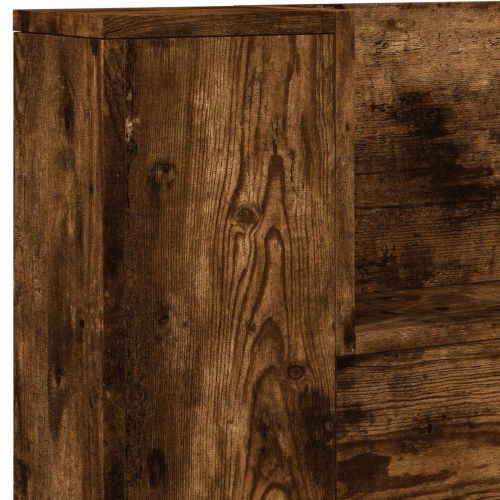 Табла за легло с LED осветление Пушена Дъб Инженерно дърво