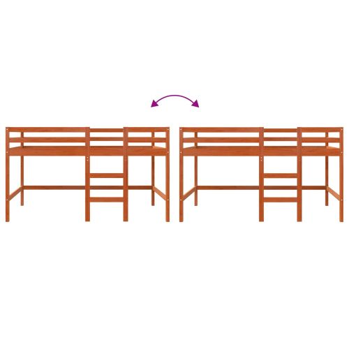 Легло на мансарда Кафяво с восъчно покритие 90 x 190 cm