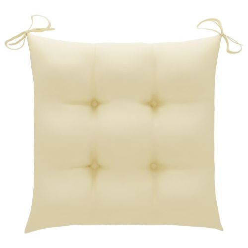 Градински столове, 8 бр, кремавобели възглавници, тик масив