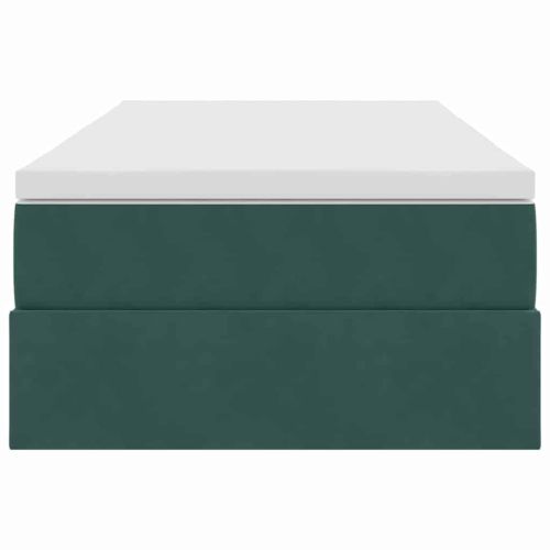 Легло с място за съхранение и матрак Тъмен зелен 90 x 200 cm