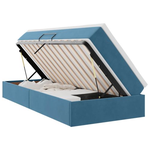 Легло с място за съхранение и матрак Тъмен син 90 x 200 cm