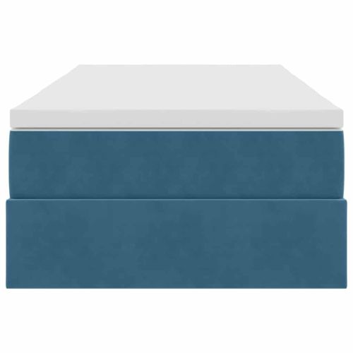 Легло с място за съхранение и матрак Тъмен син 90 x 200 cm