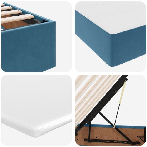 Легло с място за съхранение и матрак Тъмен син 90 x 200 cm