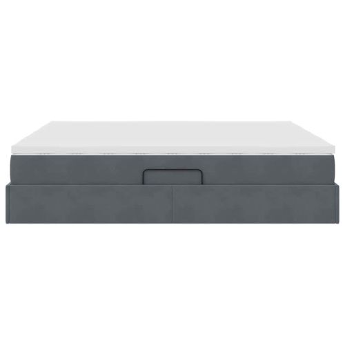Легло с място за съхранение и матрак Тъмен сив 200 x 200 cm