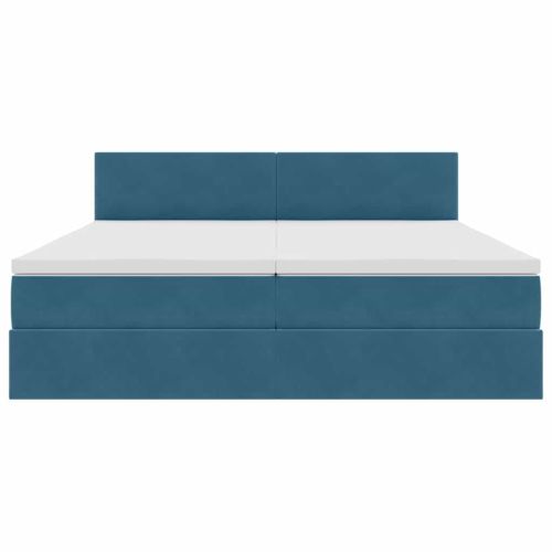 Легло С LED лентисти светлини Тъмен син 180 x 200 cm Кадифе