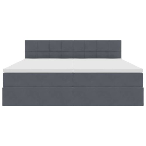 Легло С LED лентисти светлини Тъмен сив 200 x 200 cm Кадифе