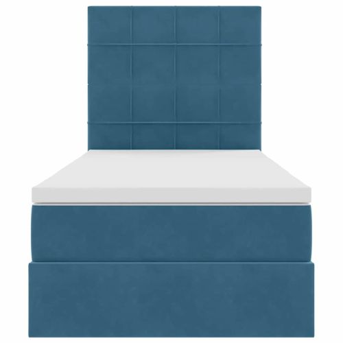 Легло с място за съхранение и матрак Тъмен син 90 x 200 cm