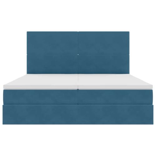 Легло с място за съхранение Тъмен син 180 x 200 cm Кадифе