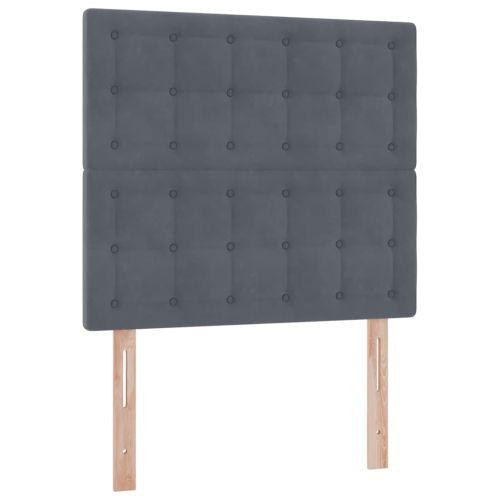 Легло с място за съхранение и LED Тъмен сив 100 x 200 cm Кадифе