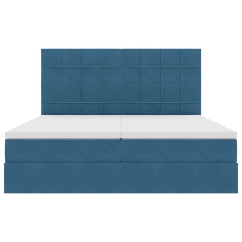 Легло С LED лентисти светлини Тъмен син 180 x 200 cm Кадифе