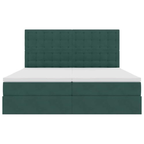 Легло С LED лентисти светлини Тъмен зелен 180 x 200 cm Кадифе