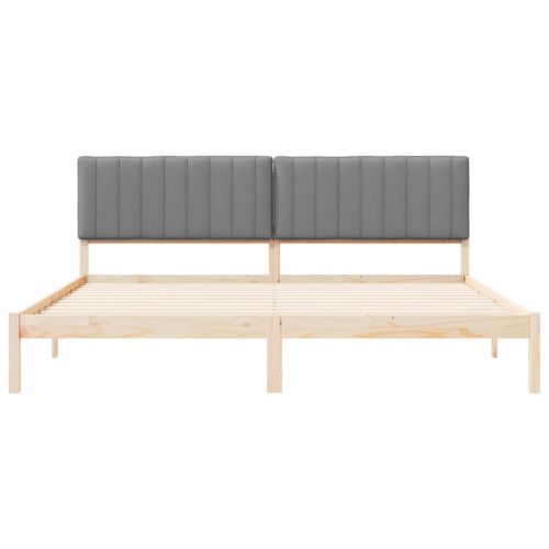 Леглова рамка с тапицирана гръбна част Светлосиво 200 x 200 cm