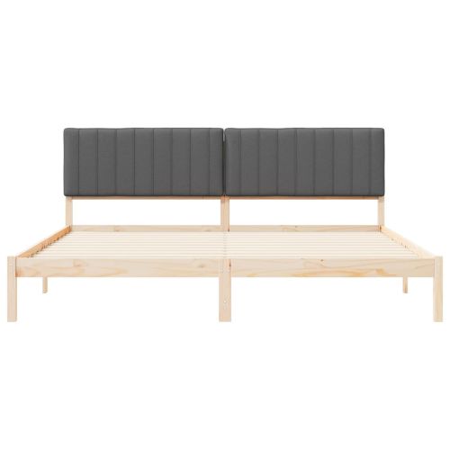 Леглова рамка с тапицирана гръбна част Тъмен сив 200 x 200 cm