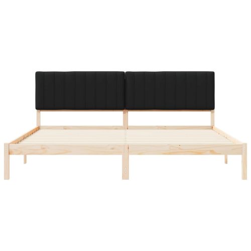 Леглова рамка с тапицирана гръбна част Черно 200 x 200 cm