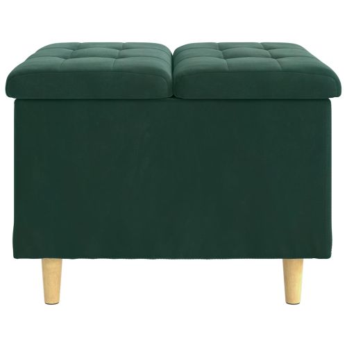 Табуретка с място за съхранение Тъмен зелен Кадифе