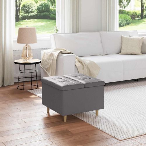 Табуретка с място за съхранение Сив 60 x 60 x 45 cm Изкуствена